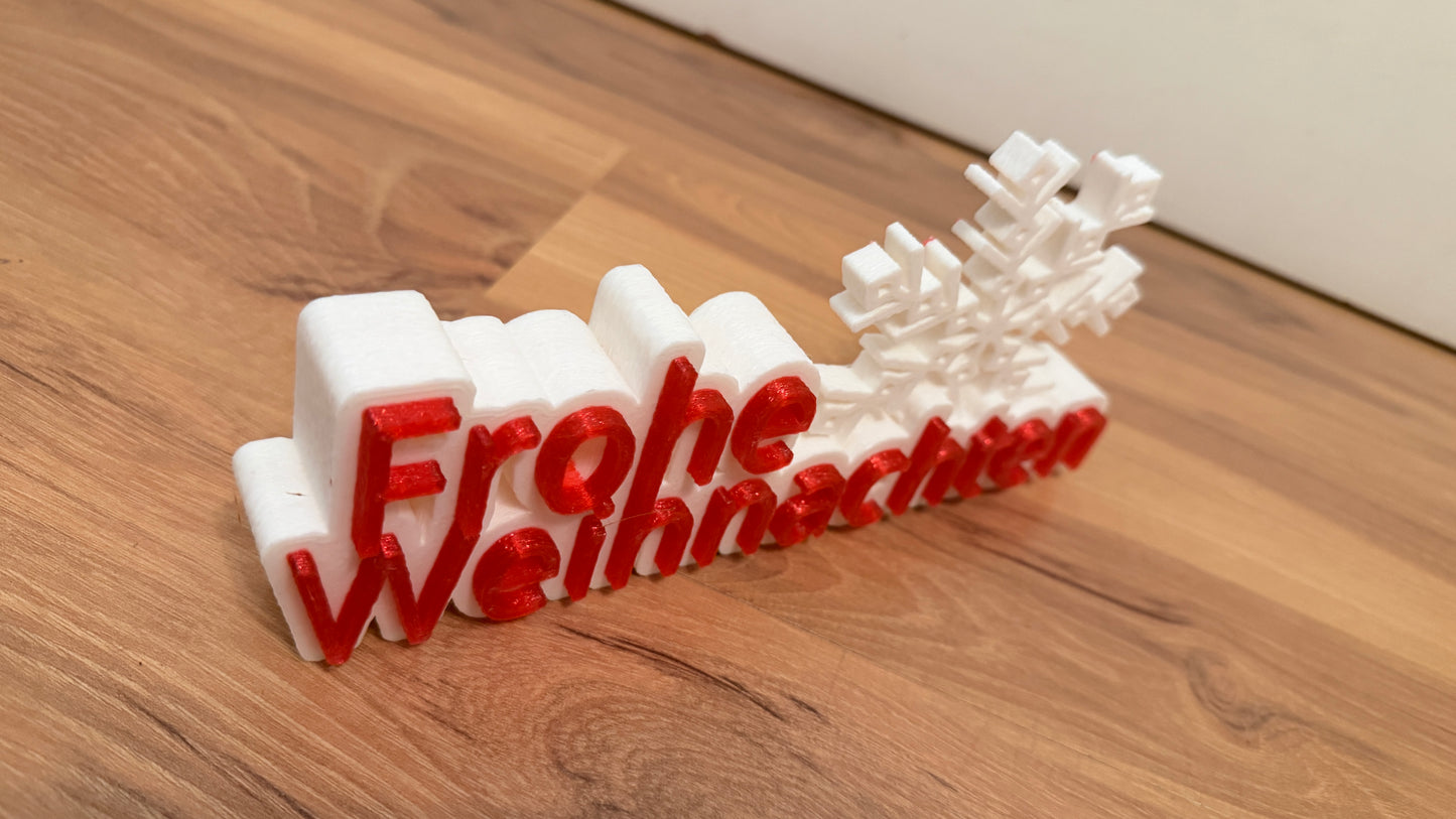 „Frohe Weihnachten“ Schriftzug – 3D-gedruckte Weihnachtsdeko