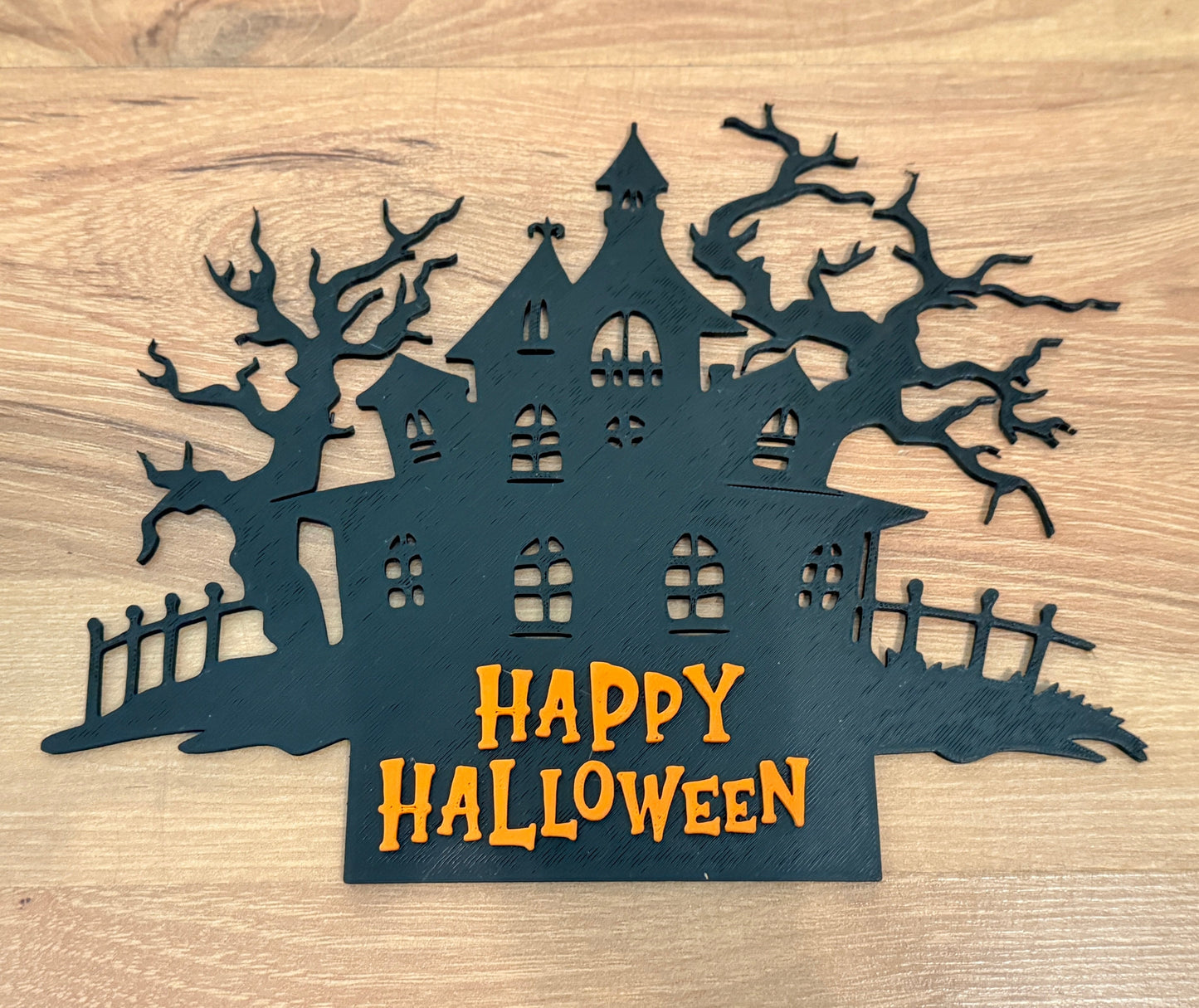 Gruselhaus-Türschild „Happy Halloween“