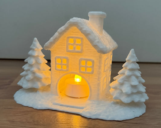 Winterliches Lichthaus – 3D-gedruckte Deko mit LED-Teelicht