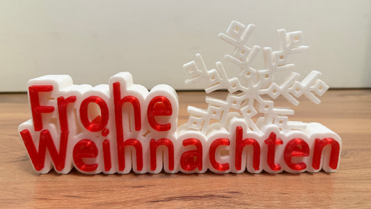 „Frohe Weihnachten“ Schriftzug – 3D-gedruckte Weihnachtsdeko