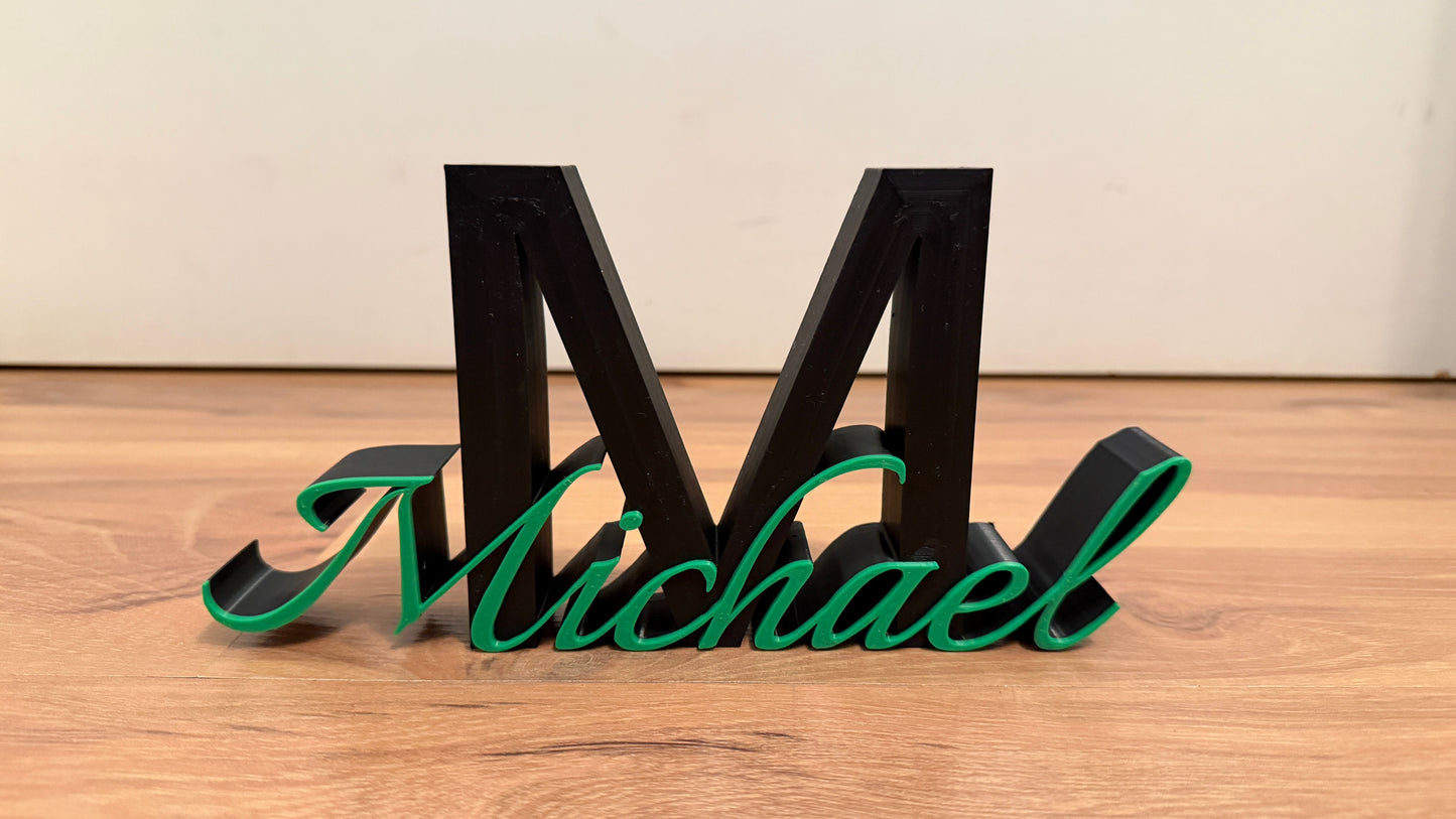 Namensaufsteller – 3D-gedruckt mit Initial & Wunschname