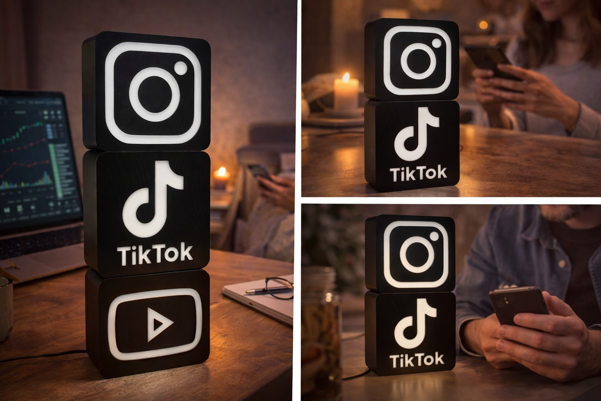 Social Media Lampe mit RGB-Licht