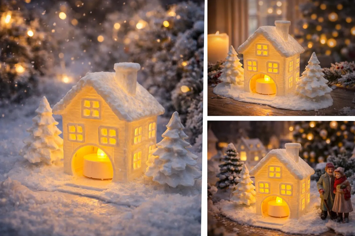 Winterliches Lichthaus – 3D-gedruckte Deko mit LED-Teelicht