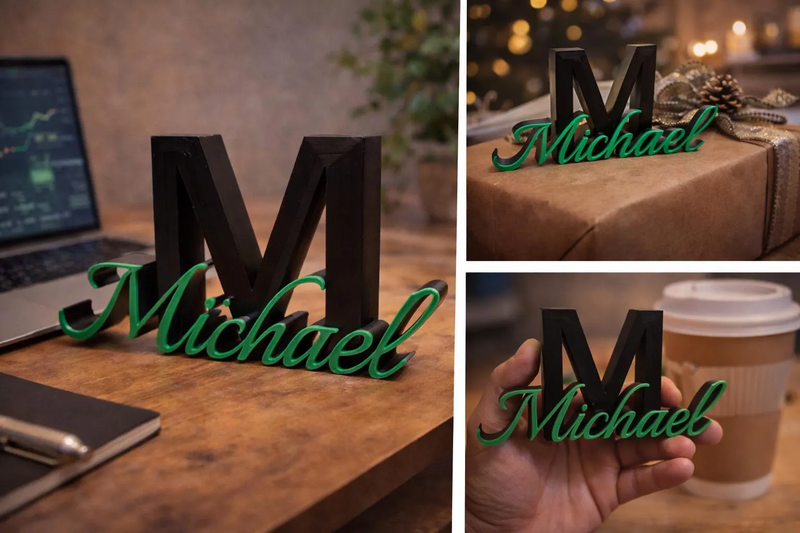 Namensaufsteller – 3D-gedruckt mit Initial & Wunschname