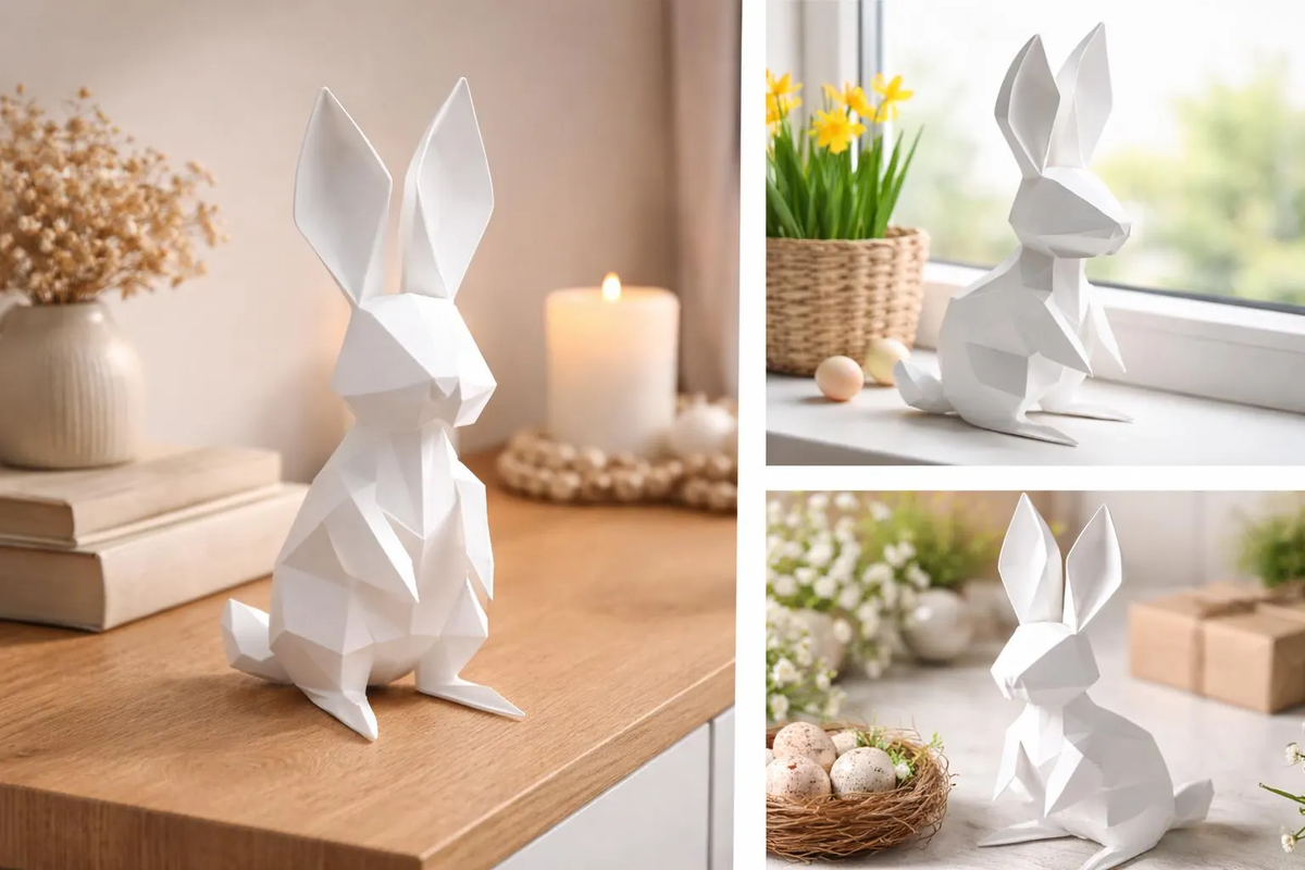 Deko-Hase im Polygon-Design