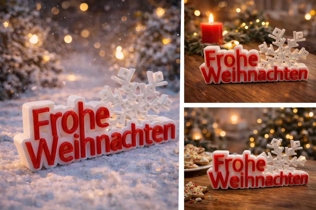 Frohe Weihnachten Schriftzug – 3D-gedruckte Weihnachtsdeko