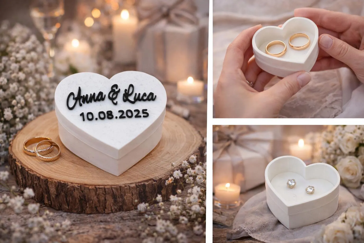 Ringbox in Herzform mit personalisierten Daten