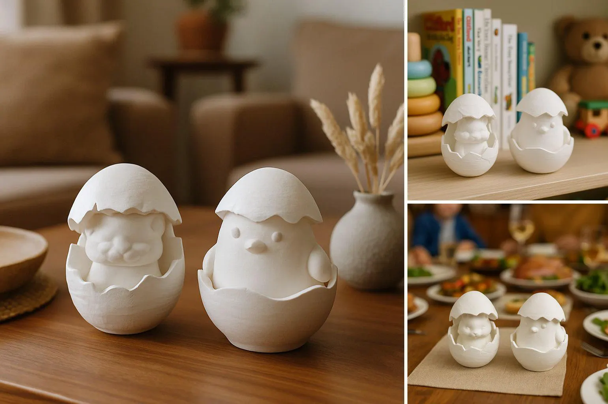 Dekorative Tierfiguren aus Eierform