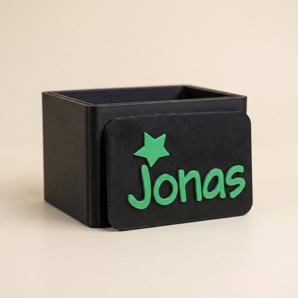 Aufbewahrungsbox personalisiert 3D Druck | Box mit Namen Deko | Stapelbare Aufbewahrung | Personalisierte Box Geschenk Organizer
