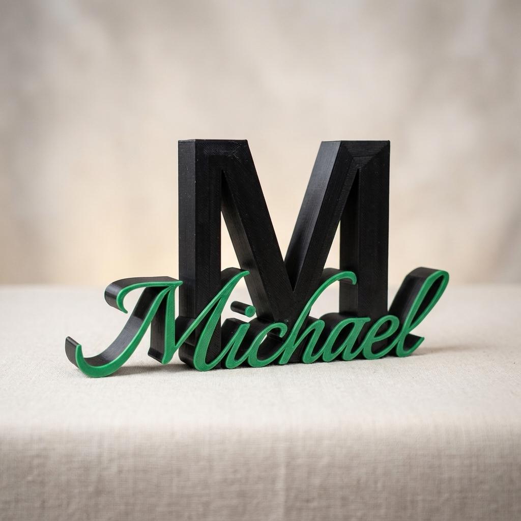 Namensaufsteller – 3D-gedruckt mit Initial & Wunschname