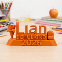 Schulkind Aufsteller 2026 | Einschulung Deko 3D Druck | Schulanfang Geschenk | Erstklässler Tischdeko personalisiert Name