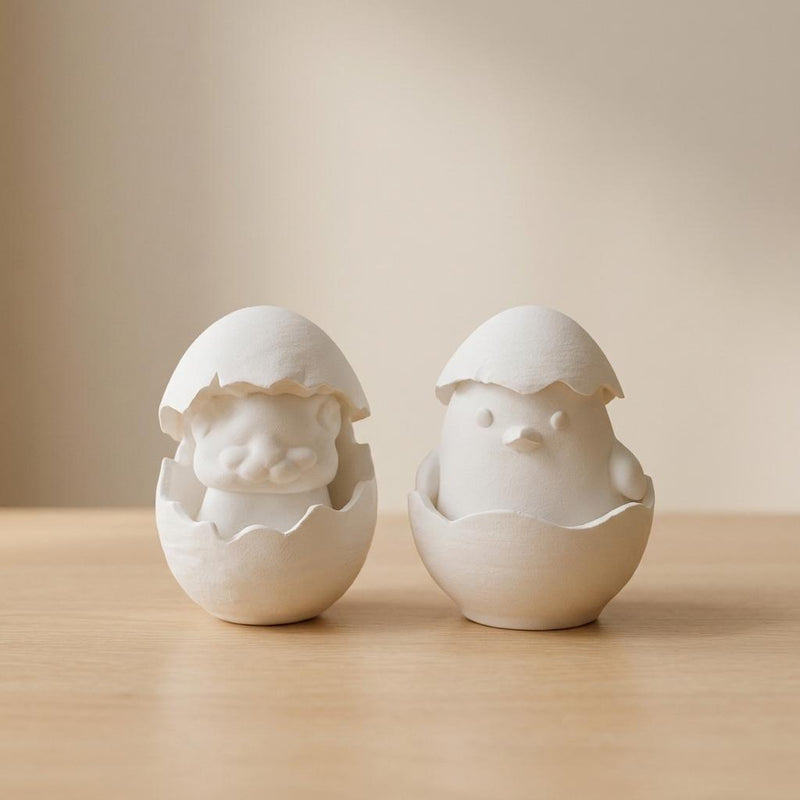 Dekorative Tierfiguren aus Eierform