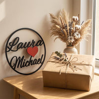 Türschild Paar personalisiert 3D Druck | Namensschild zwei Namen Herz | Hochzeit Einzug Geschenk | Tür Deko Liebe Pärchen