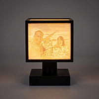 Lithophane Fotolampe Würfel | 4 Fotos in einer LED Lampe | Personalisiertes Foto Geschenk | Lichtbild 3D Druck | Geschenk Familie