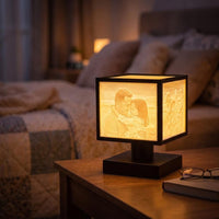 Lithophane Fotolampe Würfel | 4 Fotos in einer LED Lampe | Personalisiertes Foto Geschenk | Lichtbild 3D Druck | Geschenk Familie
