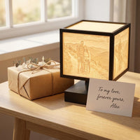 Lithophane Fotolampe Würfel | 4 Fotos in einer LED Lampe | Personalisiertes Foto Geschenk | Lichtbild 3D Druck | Geschenk Familie