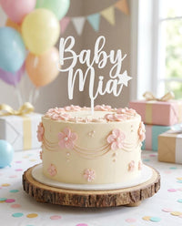 Cake Topper Babyparty personalisiert, Tortendeko mit Wunschtext, Baby Shower Deko, Gender Reveal, Tortenstecker Name, Kuchen Deko Geburt
