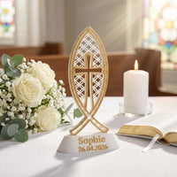Kommunion Geschenk personalisiert | Kreuz 3D Druck mit Name | Erstkommunion | Konfirmation Geschenk Mädchen Junge