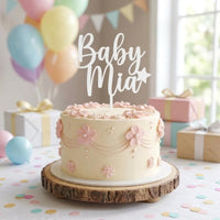 Cake Topper Babyparty personalisiert, Tortendeko mit Wunschtext, Baby Shower Deko, Gender Reveal, Tortenstecker Name, Kuchen Deko Geburt