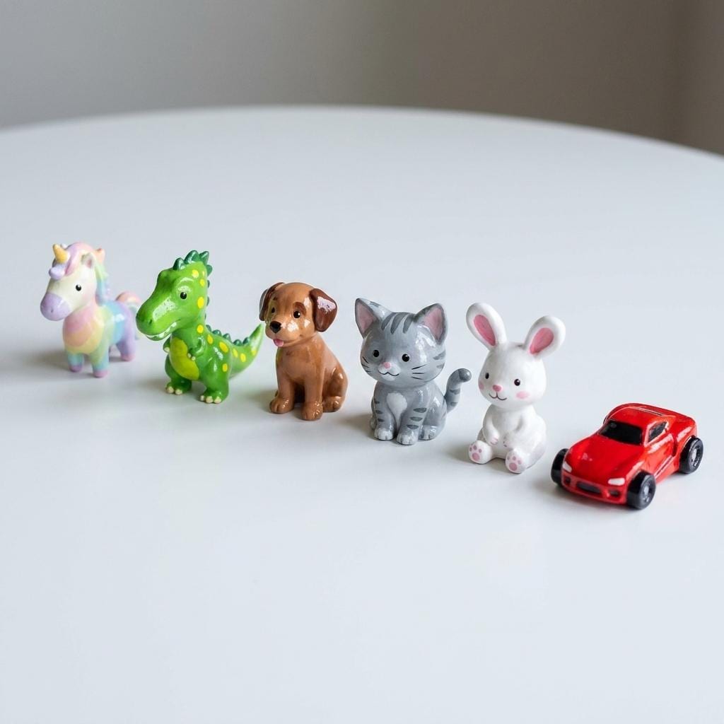 3D Ausmalfigur einzeln zum Bemalen | Tier wählbar Einhorn Dino Hund Katze Hase Auto | Kinder Bastelfigur weiß blanko DIY