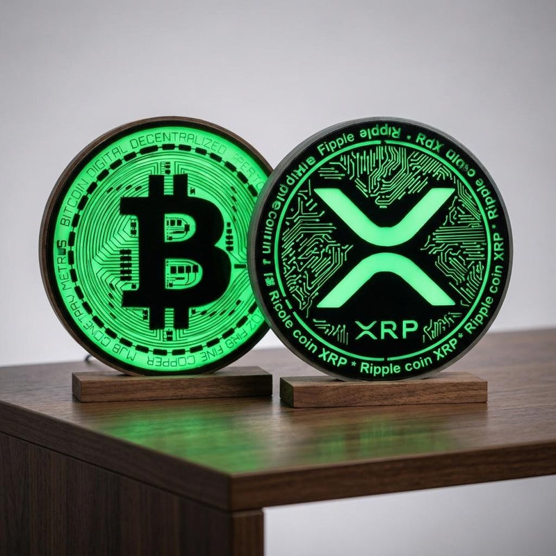 Krypto Lampe RGB 3D Druck | Bitcoin Ethereum Deko | LED Krypto Schild | Krypto Geschenk Trader Setup Deko