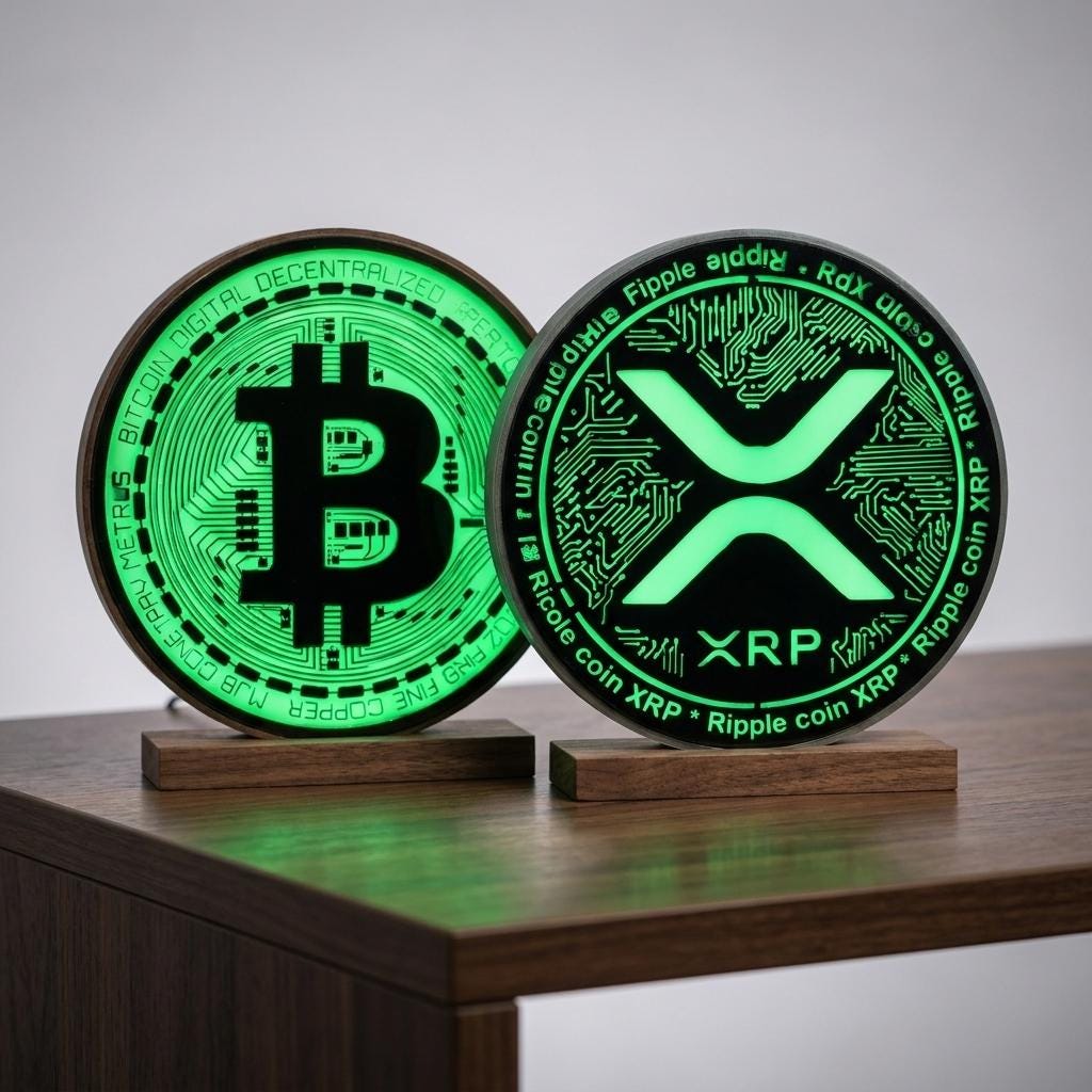 Krypto Lampe RGB 3D Druck | Bitcoin Ethereum Deko | LED Krypto Schild | Krypto Geschenk Trader Setup Deko