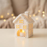 Lichthaus 3D Druck | Winterdeko mit LED Teelicht | Beleuchtetes Deko Haus | Winter Weihnachtsdeko Geschenk Stimmungslicht