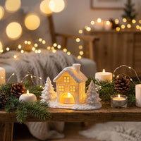 Lichthaus 3D Druck | Winterdeko mit LED Teelicht | Beleuchtetes Deko Haus | Winter Weihnachtsdeko Geschenk Stimmungslicht