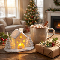 Lichthaus 3D Druck | Winterdeko mit LED Teelicht | Beleuchtetes Deko Haus | Winter Weihnachtsdeko Geschenk Stimmungslicht