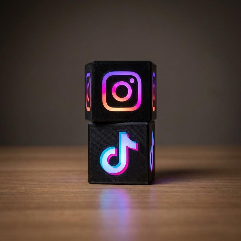Social Media Lampe 3D Druck | TikTok Instagram Lampe | LED Deko Schreibtisch | Influencer Geschenk Streamer Setup