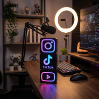Social Media Lampe 3D Druck | TikTok Instagram Lampe | LED Deko Schreibtisch | Influencer Geschenk Streamer Setup