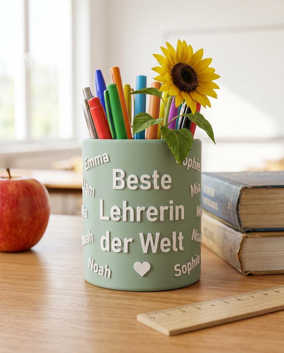 Geschenk für Lehrerin personalisiert, Stiftehalter mit Namen, Abschiedsgeschenk Grundschule, Danke Erzieherin Kindergarten, Schuljahresende