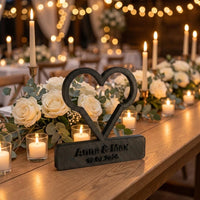 Hochzeitsgeschenk personalisiert mit Namen und Datum, Herz Aufsteller Paar, Geschenk Jahrestag, Verlobung, Valentinstag, Deko mit Gravur