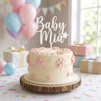 Cake Topper Babyparty personalisiert, Tortendeko mit Wunschtext, Baby Shower Deko, Gender Reveal, Tortenstecker Name, Kuchen Deko Geburt