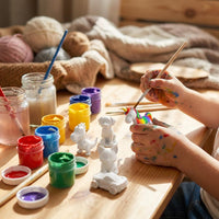 3D Ausmalfiguren Set zum Bemalen | 6 Stück Einhorn Dino Hund Katze Hase Auto | Kinder Bastelset DIY weiß blanko | Geschenk Kindergeburtstag