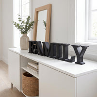 FAMILY Schriftzug 3D Buchstaben freistehend, Wohnzimmer Wohndeko schwarz, Familienschild personalisierbar Wunschname, Geschenk Familie