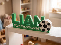 Schulkind 2026 Schild mit Name personalisiert | Einschulung Geschenk Junge Mädchen | Fußball Deko Schulanfang | 3D Druck Namensschild