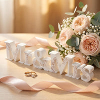 Mr & Mrs Schriftzug Hochzeitsdeko, freistehende 3D Buchstaben, florales Muster UV-bedruckt, Tischdeko Brauttisch, Geschenk Hochzeit