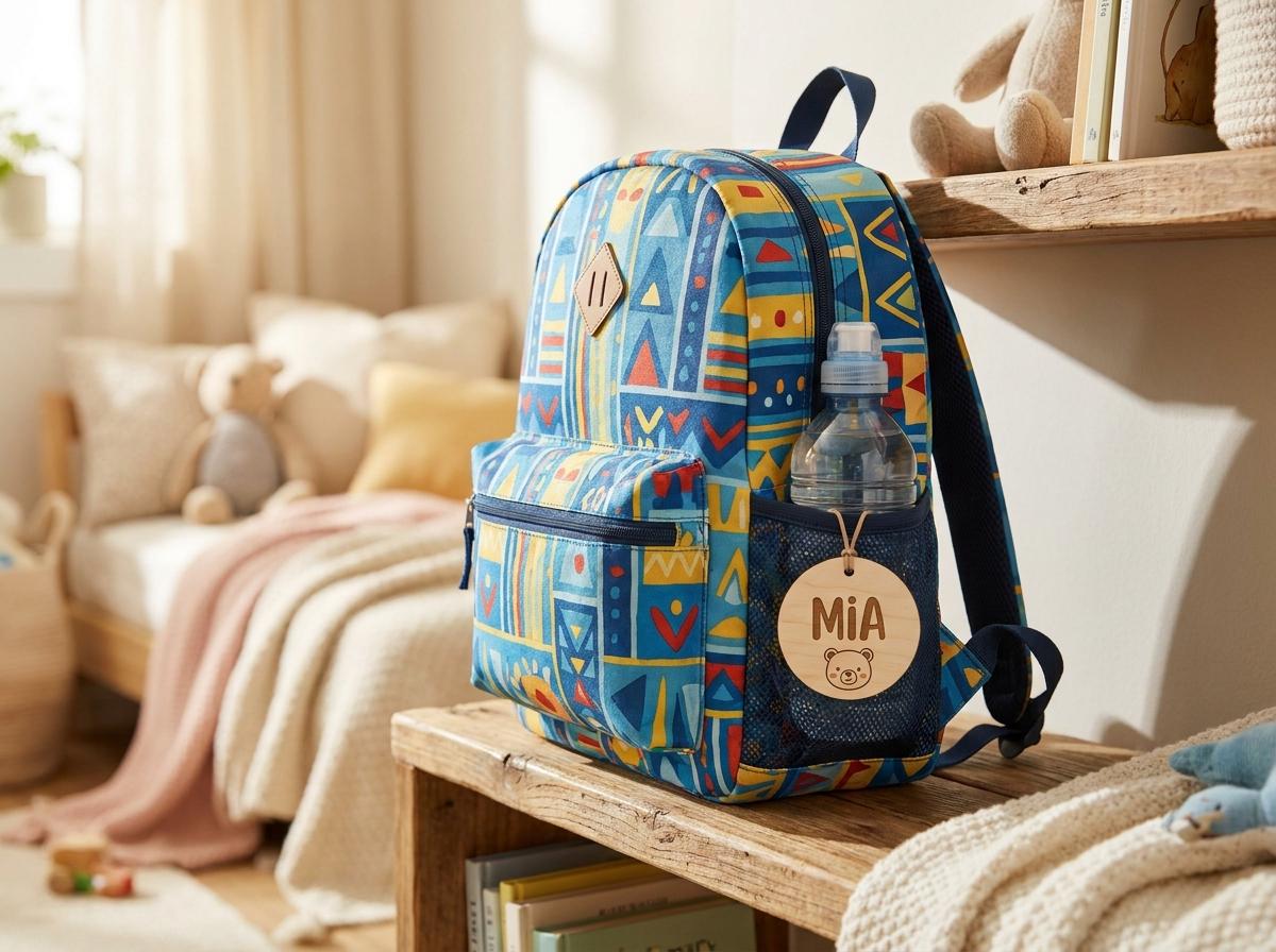 Kita Anhänger Trinkflasche personalisiert Name | Namensanhänger Kunststoff Ranzen Kindergarten | Einschulung Geschenk | UV Druck Tiermotiv