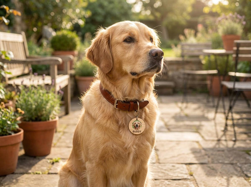 Hundemarke personalisiert Foto Name | Hunde Anhänger Holz rund | eufyMake E1 UV-Druck | Geschenk Hundebesitzer Halsband