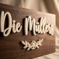 Türschild Familie personalisiert, Namensschild Haustür mit Nachname, Einzugsgeschenk, Geschenk Hochzeit Einzug Hausnummer
