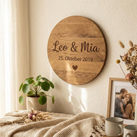 Partner Namensschild personalisiert rund | Jahrestag Geschenk Paar Seit Jahr | Valentinstag Hochzeit | 3D Druck