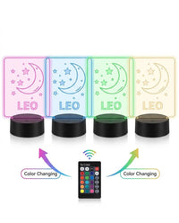 Personalisierte 3D LED Nachtlampe mit Name | Kinder Nachtlicht Einhorn Dino Stern | Geschenk Geburt Taufe | 16 Farben Fernbedienung