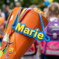 Schultüte Namensschild personalisiert, Einschulung 2026, Name Schild Zuckertüte 3D Druck, Schultüten Deko mit Band, danach Türschild