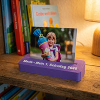 Mein erster Schultag 2026 Fotorahmen mit Name, Einschulung Andenken personalisiert, Bilderrahmen Aufsteller Schulkind 3D Druck