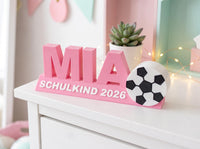Schulkind 2026 Schild mit Name personalisiert | Einschulung Geschenk Junge Mädchen | Fußball Deko Schulanfang | 3D Druck Namensschild
