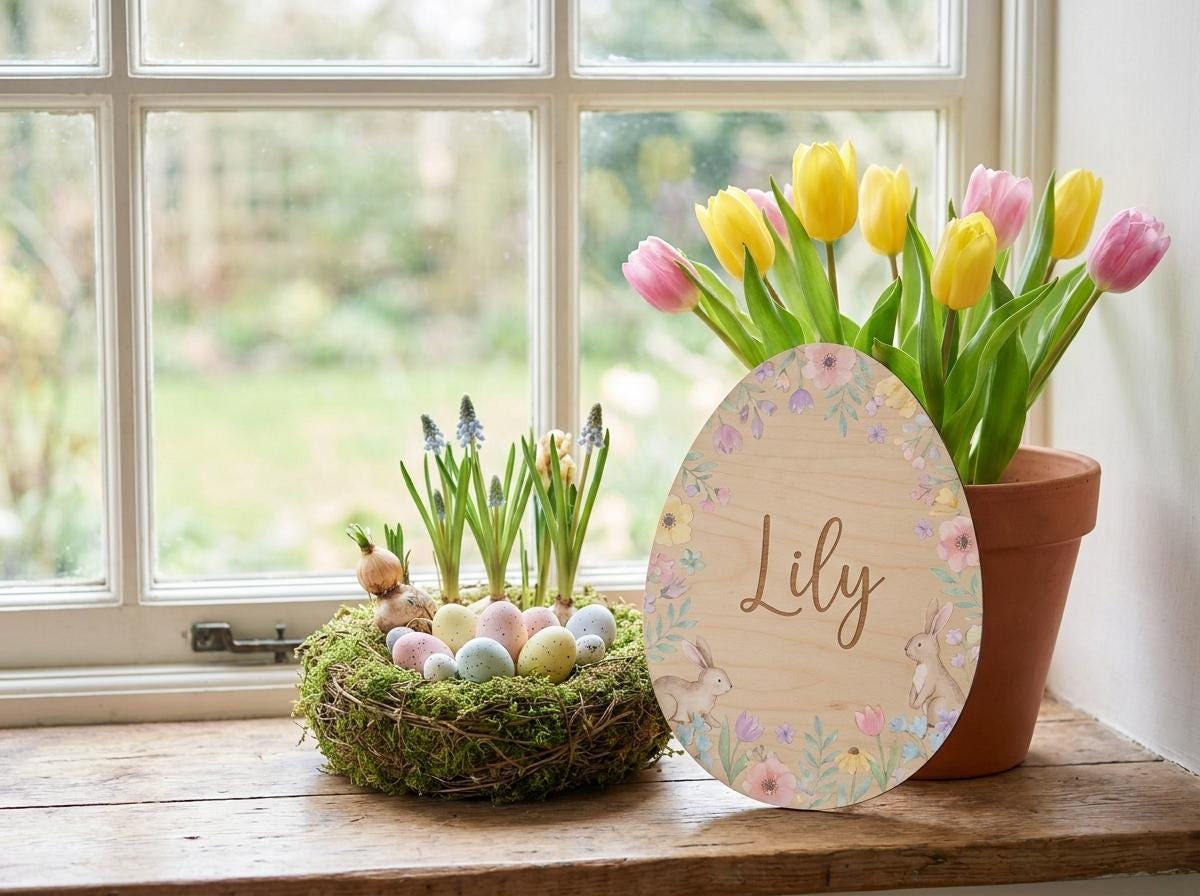 Osterei Namensschild personalisiert | Geschenk Kinder Ostern | Hase Küken 3D Druck | Osternest Deko Kinderzimmer Baby