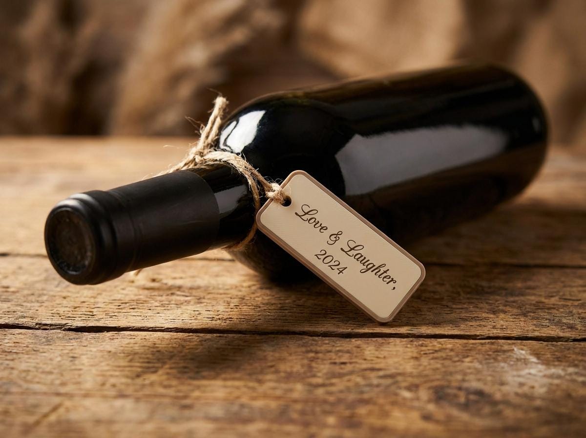 Weinanhänger personalisiert mit Namen | Hochzeit Geschenk Jahrestag | Flaschenanhänger Gastgeschenk | 3D Druck Weinflasche Deko