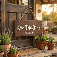 Türschild Familie personalisiert, Namensschild Haustür mit Nachname, Einzugsgeschenk, Geschenk Hochzeit Einzug Hausnummer – Bild 1