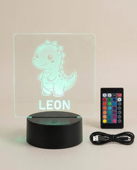 Personalisierte 3D LED Nachtlampe mit Name | Kinder Nachtlicht Einhorn Dino Stern | Geschenk Geburt Taufe | 16 Farben Fernbedienung
